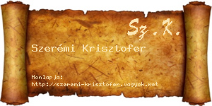 Szerémi Krisztofer névjegykártya